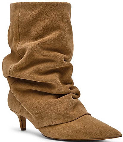 Steve Madden Lennox Suede Slouch Cuff Pointed Toe Mid Calf Boots