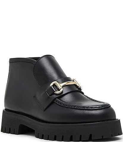 Steve Madden Leon Leather Bit Buckle Hight-Top Platform Loafers