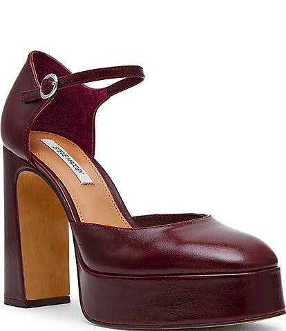 Steve Madden Lexie Leather Block Heel Platform Dress Pumps