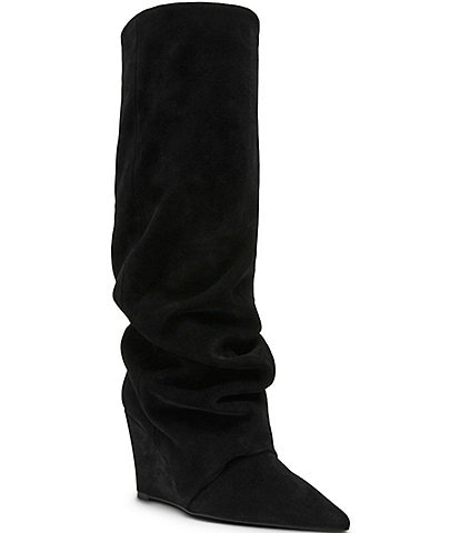 Steve Madden Liberty Suede Cuffed Wedge Tall Boots