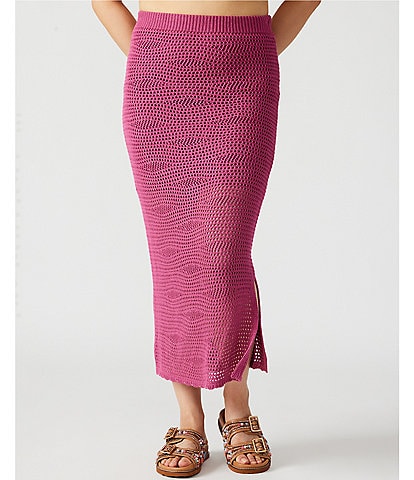 Steve Madden Liliana Crochet Side-Slit Maxi Skirt