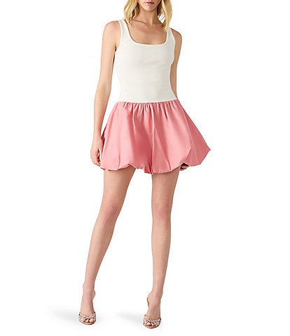 Steve Madden Linnea Scoop Neck Bubble Skirt Mini Dress