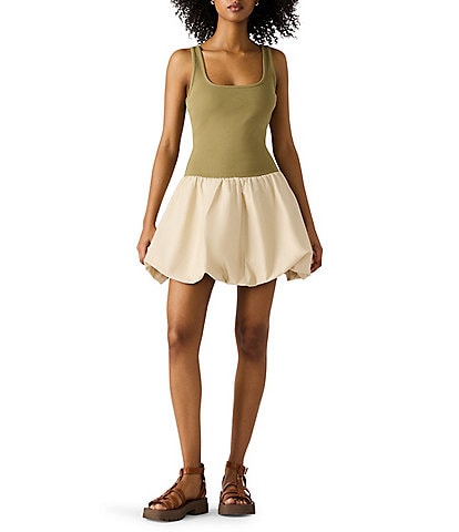 Steve Madden Linnea Scoop Neck Bubble Skirt Mini Dress
