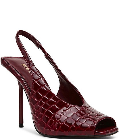 Steve Madden Lucian Croco Embossed Peep Toe Slingback Pumps