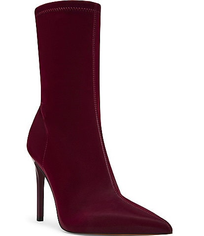 Steve Madden Mackena Techno Satin Pointed Toe Stiletto Booties