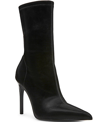  Mackena Techno Satin Pointed Toe Stiletto Booties