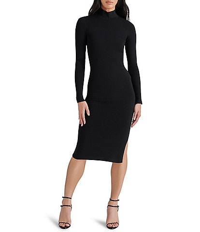 Steve Madden Maja Knit Turtleneck Long Sleeve Bodycon Sweater Midi Dress