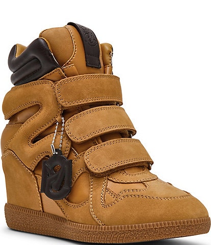 Steve Madden Mavis Suede and Leather High Top Wedge Sneakers