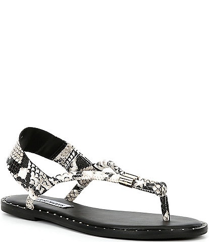 Steve Madden Meduza Snake Print Leather Thong Slingback Sandals