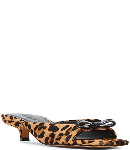 Steve Madden Meme-L Leopard Print Calf Hair Kitten Heel Dress Slides