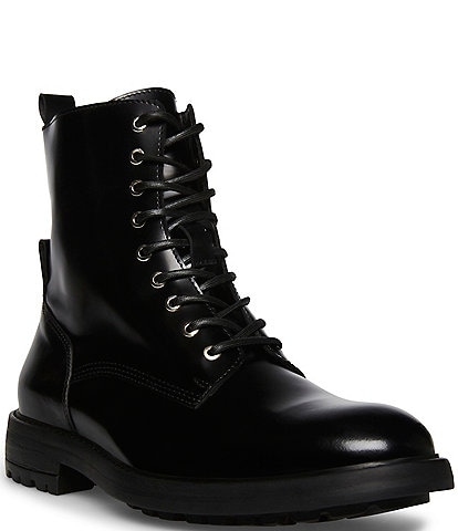 Steve Madden Men's Bryce Leather Lug Sole Combat Boots