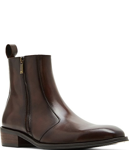 Steve Madden Men's Haynes Leather Side Zip Dress Boots