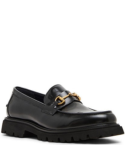 Steve Madden Men's Naxos Leather Bit Buckle Lug Loafers