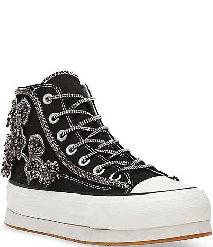 Steve Madden Mistic Rhinestone Flower High Top Platform Sneakers