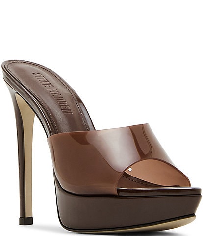Steve Madden Motel Clear Platform Stiletto Dress Slide Sandals