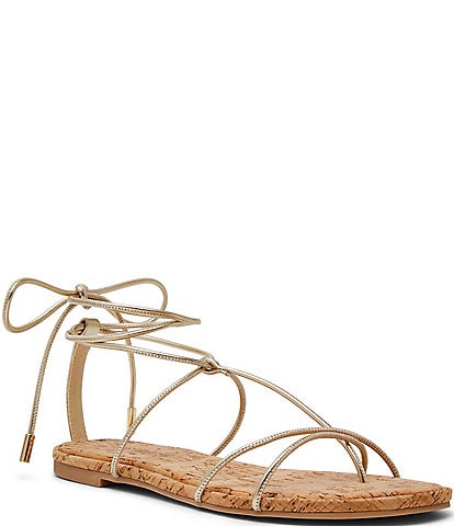 Steve Madden Myrtle Cork Ankle Wrap Flat Thong Sandals