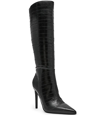 Steve Madden Nitro Eel Print Pointed Toe Stiletto Boots