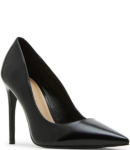 Steve Madden Noir Leather Pointed Toe Stiletto Pumps