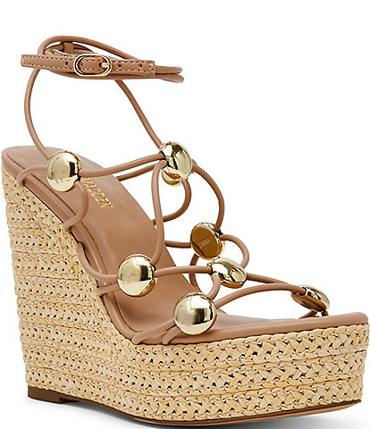 Steve Madden Oaklie Strappy Hardware Detail Platform Espadrille Wedge Sandals