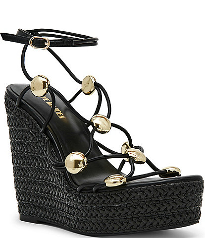 Steve Madden Oaklie Strappy Hardware Detail Platform Espadrille Wedge Sandals