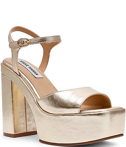 Steve Madden Odina Metallic Block Heel Platform Sandals