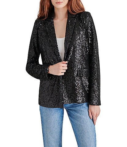 Steve Madden Payton Sequin Notch Lapel Long Sleeve Blazer