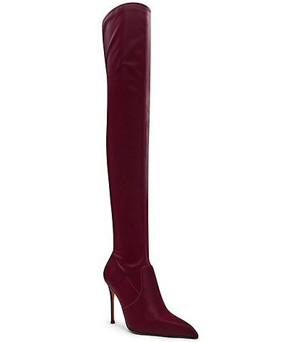 Steve Madden Pegasus Techno Satin Over The Knee Stiletto Boots