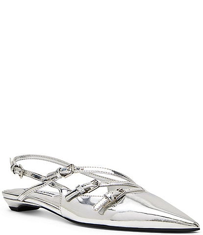 Steve Madden Peony Mirror Metallic Slingback Point Toe Flats