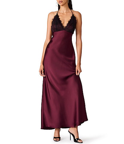 Steve Madden Phia Lace Satin Slip Long Dress