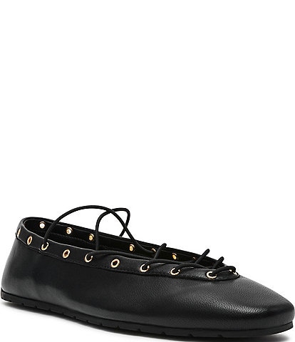 Steve Madden Pointe Leather Lace Detail Ballet Flats