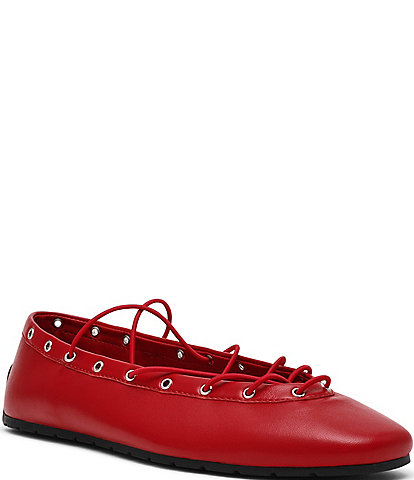 Steve Madden Pointe Leather Lace Detail Ballet Flats