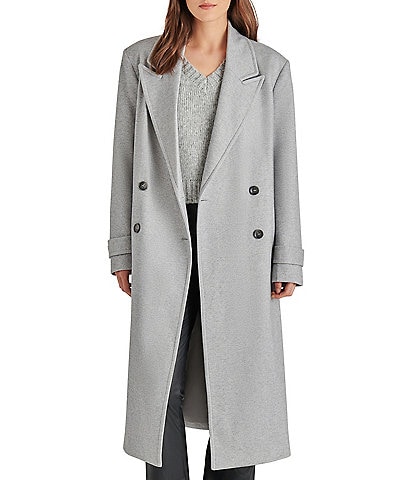 Steve Madden Prince Double-Breasted Long Sleeve Duster Peacoat