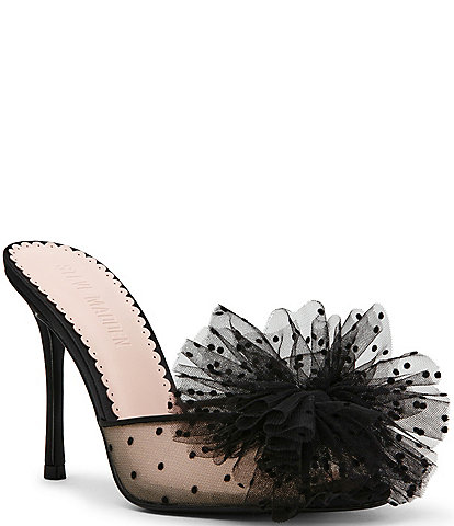 Steve Madden Prit Dotted Mesh Bow Detail Dress Slide Sandals