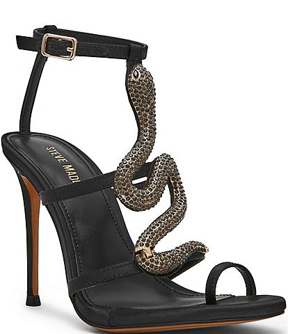 Steve Madden Python Snake Hardware Strappy Ankle Wrap Dress Sandals