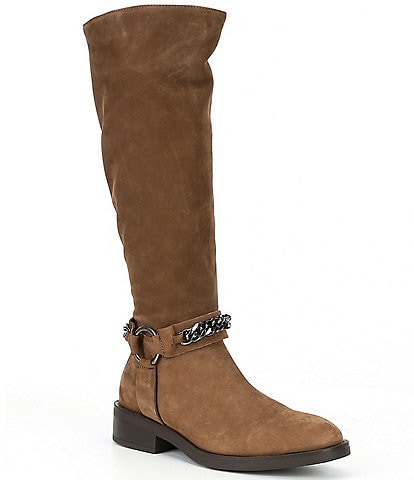 Steve Madden Quin Chain Harness Nubuck Suede Riding Boots