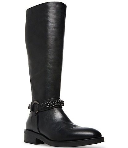 Steve Madden Quin Chain Harness Leather Riding Boots