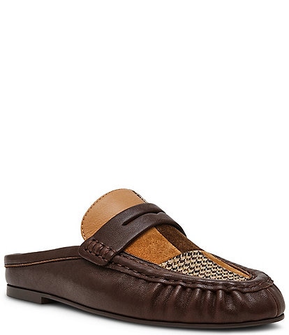 Steve Madden Rafe Plaid Patchwork Penny Loafer Mules