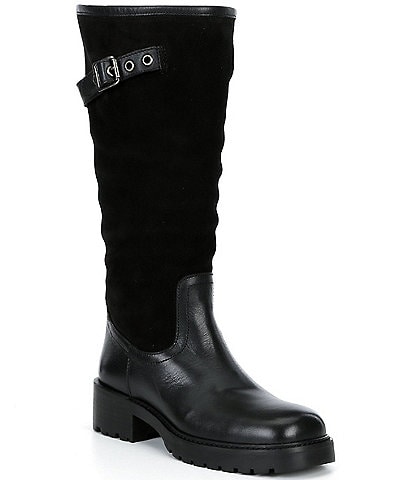 Steve Madden Ramble Leather and Suede Square Toe Riding Boots