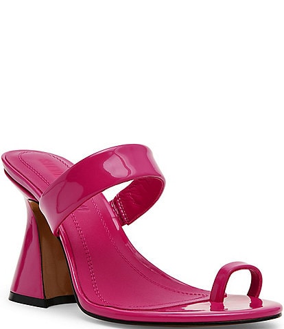 Steve Madden Renie Patent Toe Loop Sculptural Heel Dress Sandals