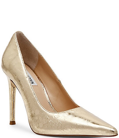 Steve Madden Reya Metallic Crackle Leather Pointed Toe Stiletto Pumps