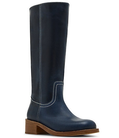 Steve Madden Riggs Leather Block Heel Tall Boots