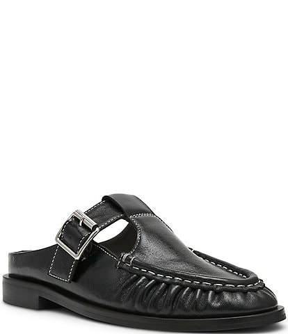 Steve Madden Rona Leather Buckle Strap Loafer Mules