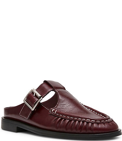 Steve Madden Rona Leather Buckle Strap Loafer Mules