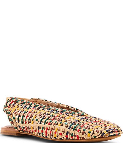 Steve Madden Rumi Leather Multicolor Woven Slingback Flats