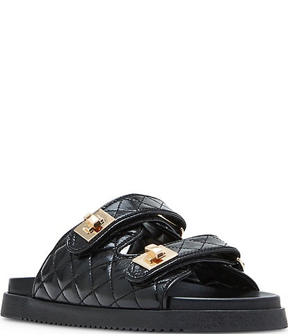 Steve Madden Schmona Quilted Leather Turn Lock Sandals