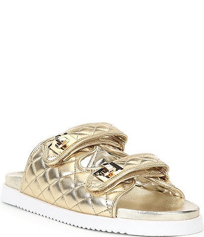 Steve Madden Schmona Quilted Leather Turn Lock Sandals