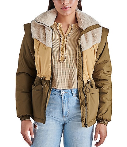 Steve Madden Sherpa Collar Removable Long Sleeve Hana Coat