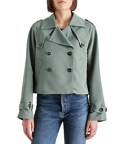 Steve Madden Sirus Cropped Double-Breasted Trench Jacket