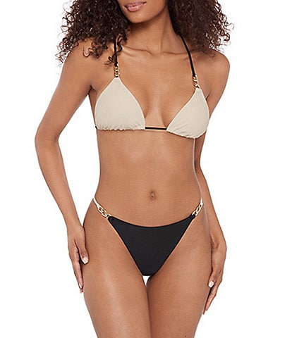 Steve Madden Sleek N Chic String Triangle Swim Top & Strap Side Hipster Swim Bottom