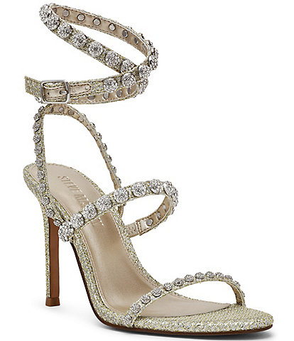 Steve Madden Teena Metallic Rhinestone Embellished Strappy Dress Sandals